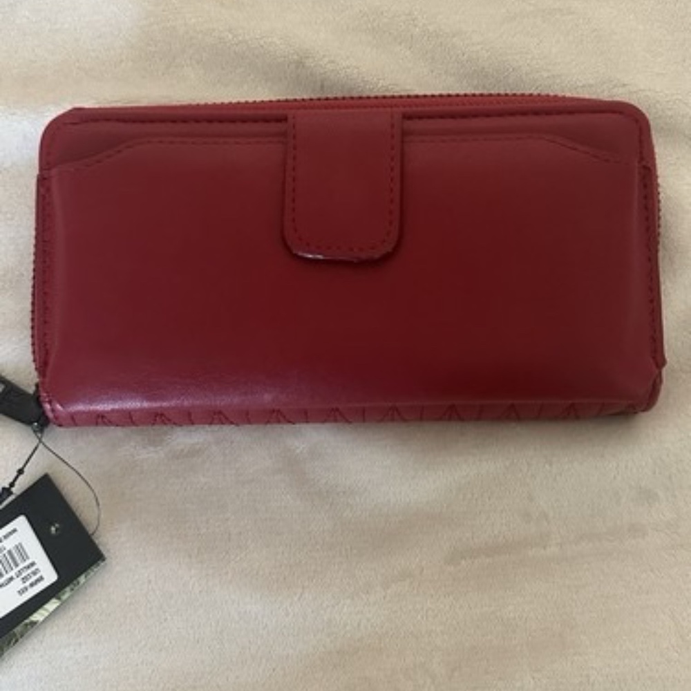 Flash Sale - Badgley Mischka Vegan Leather Wallet Wristlet Phone Pocket In Red - Picture 8 of 9